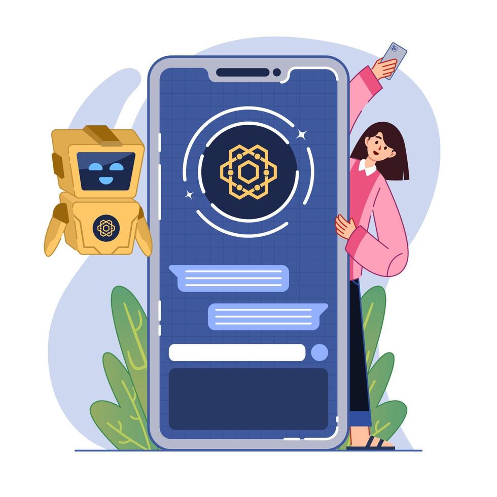 Chat AI on Smartphone Concept vector