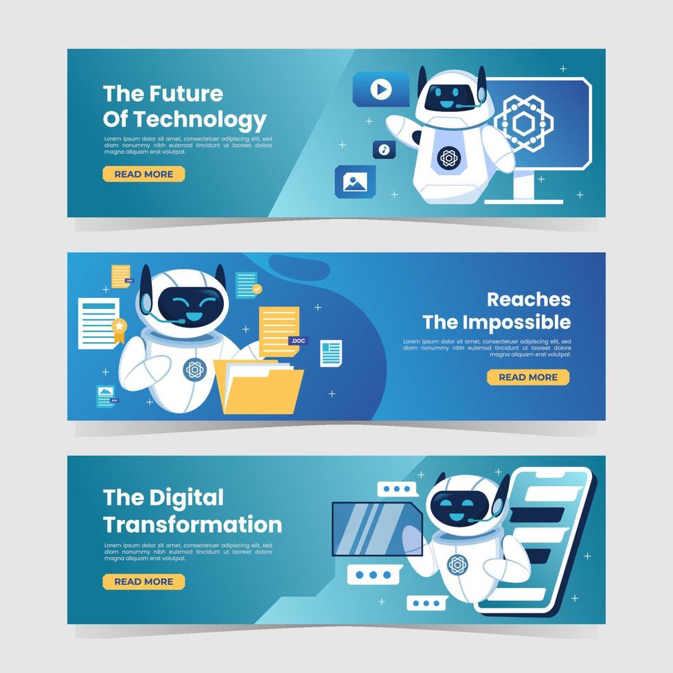 The Future of AI Technology Banner Set vector