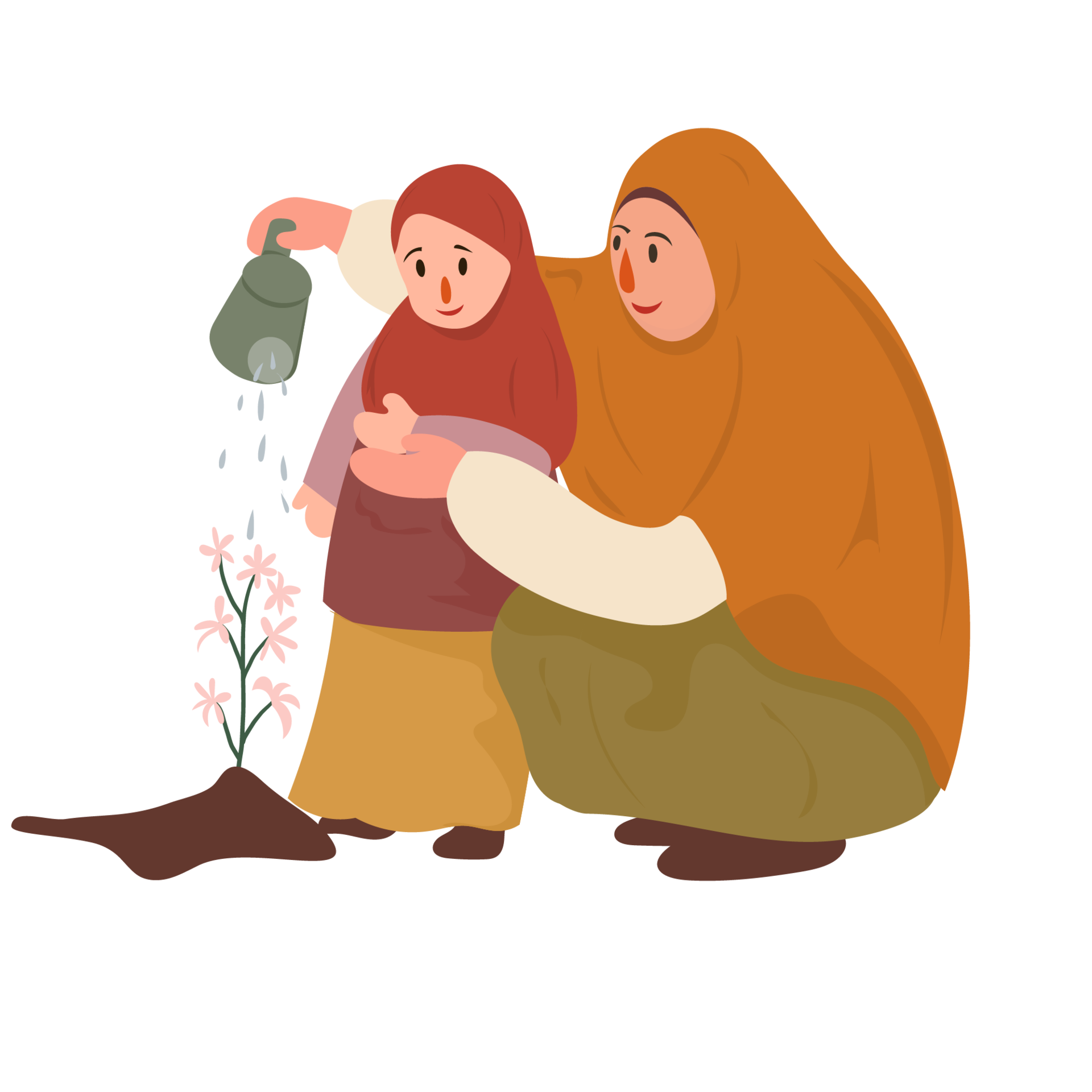 Free mother and daugther gardening 20982096 PNG with Transparent Background