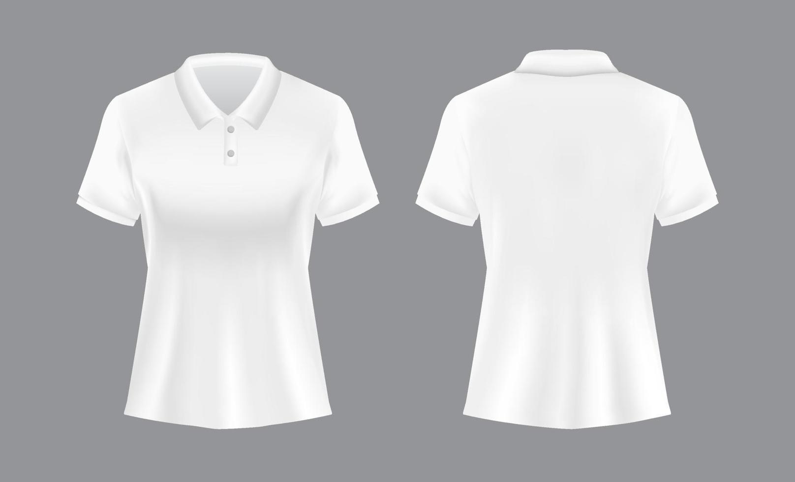 3D White Female Polo Shirt Mockup vector