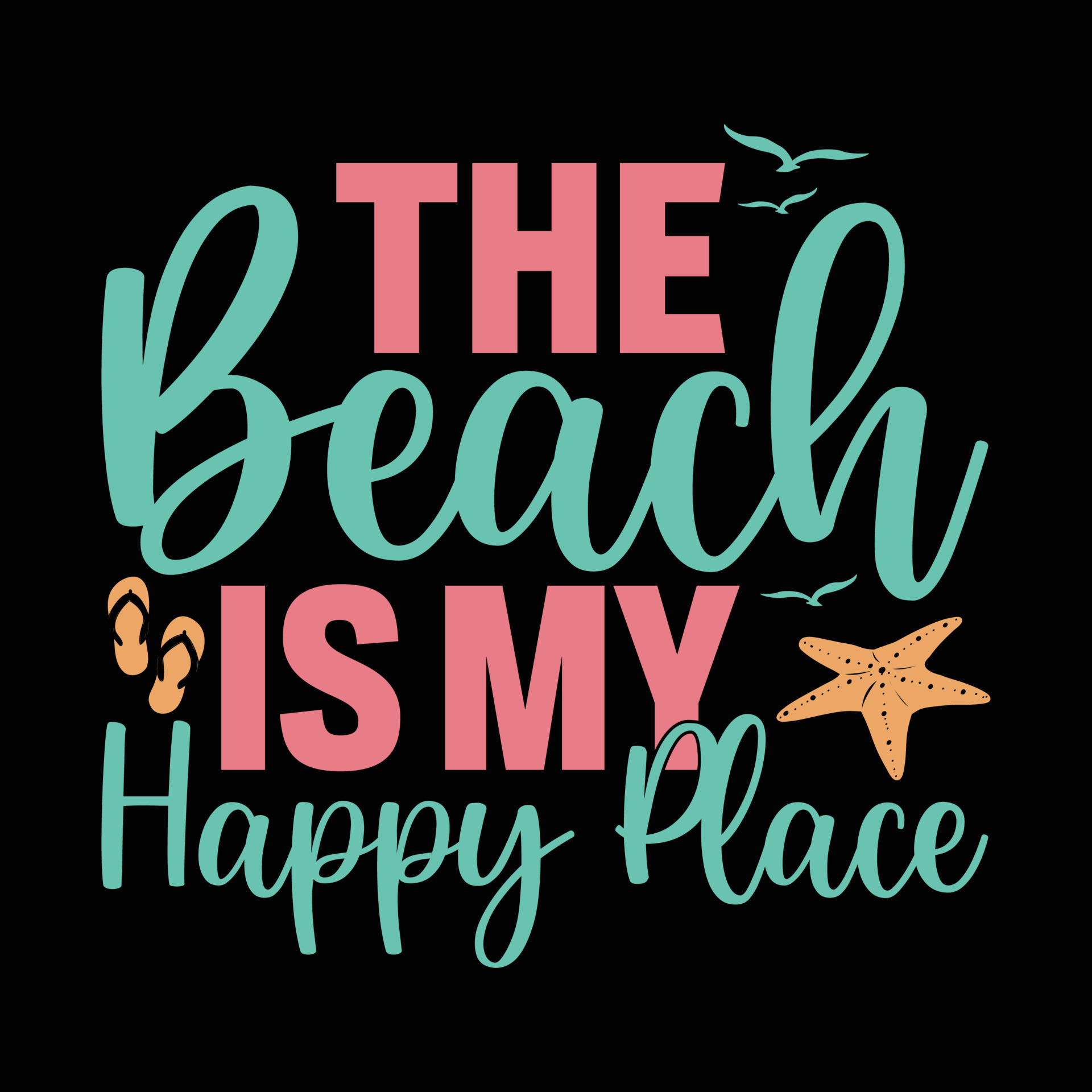 The beach is my happy place summer vacation 20982190 Vector Art at Vecteezy
