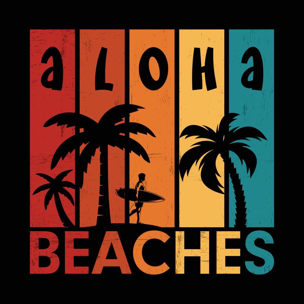 Aloha Beaches Sunshine Sunrise Sunset Summer Vacation vector