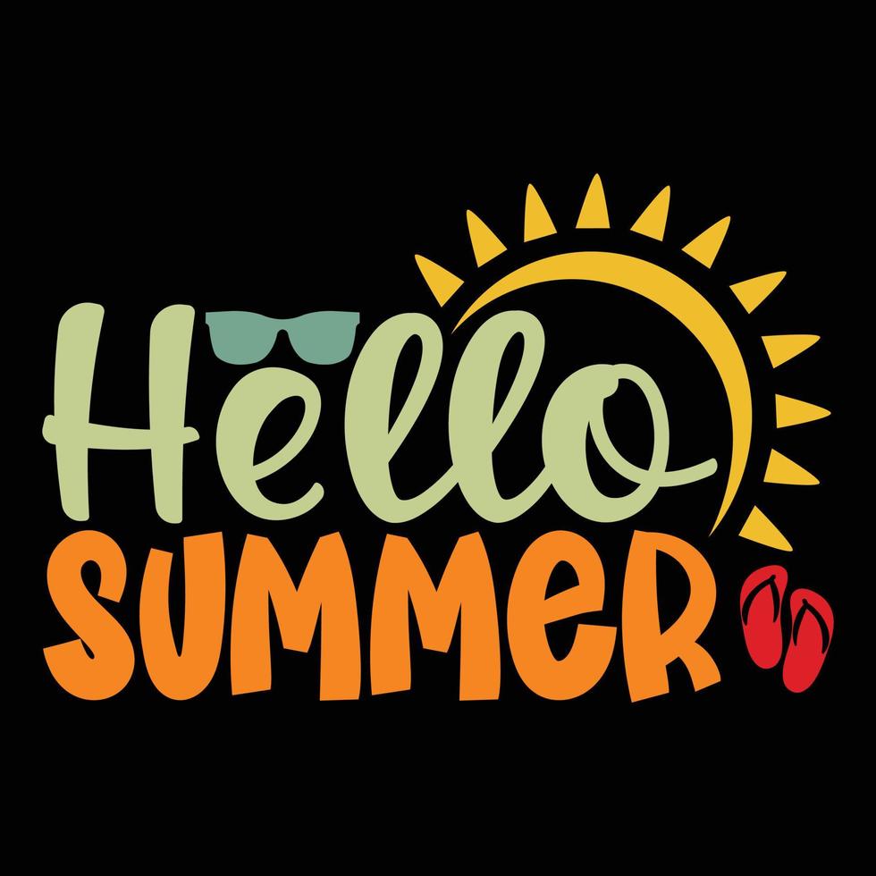 Hello Summer Sunshine Sunrise Sunset Summer Vacation vector