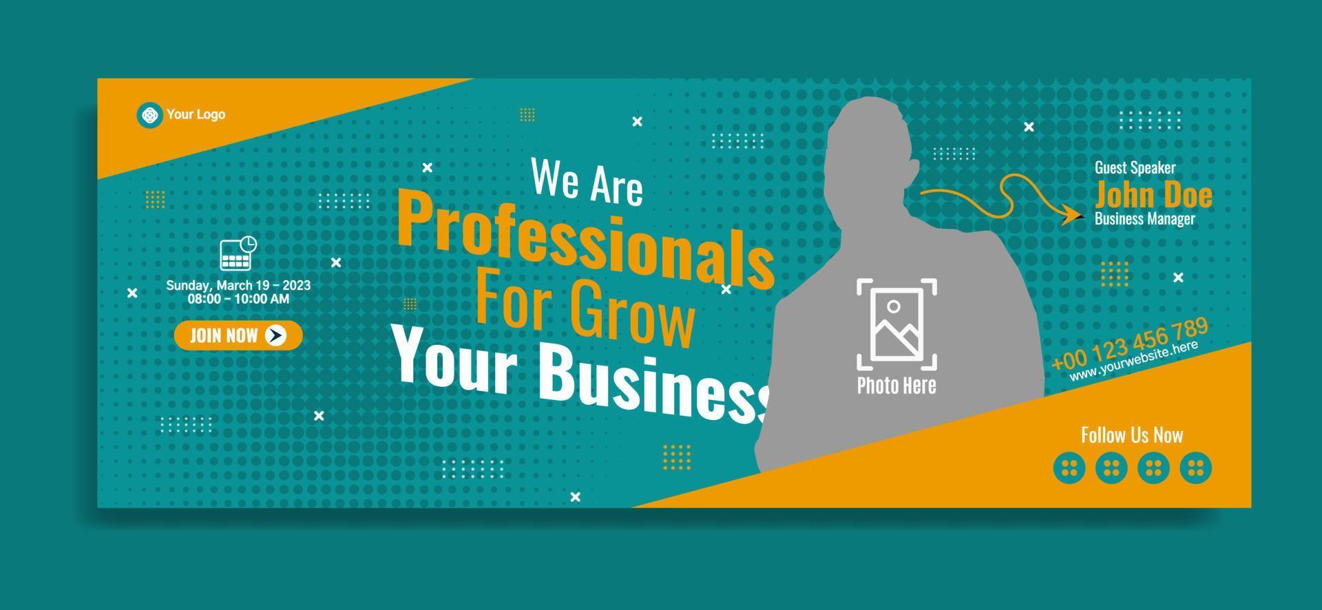 Diseño de plantilla de banner de negocios corporativos creativos para seminarios web, marketing, programas de clases en línea, etc. vector