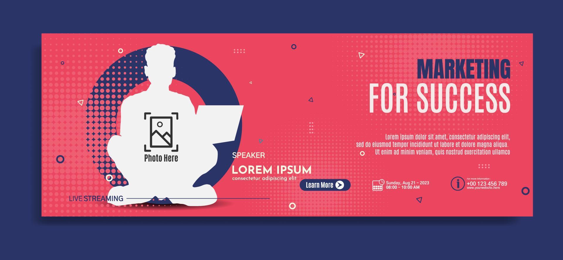 Modern banner template design for business webinar, marketing webinar, online class program, etc vector