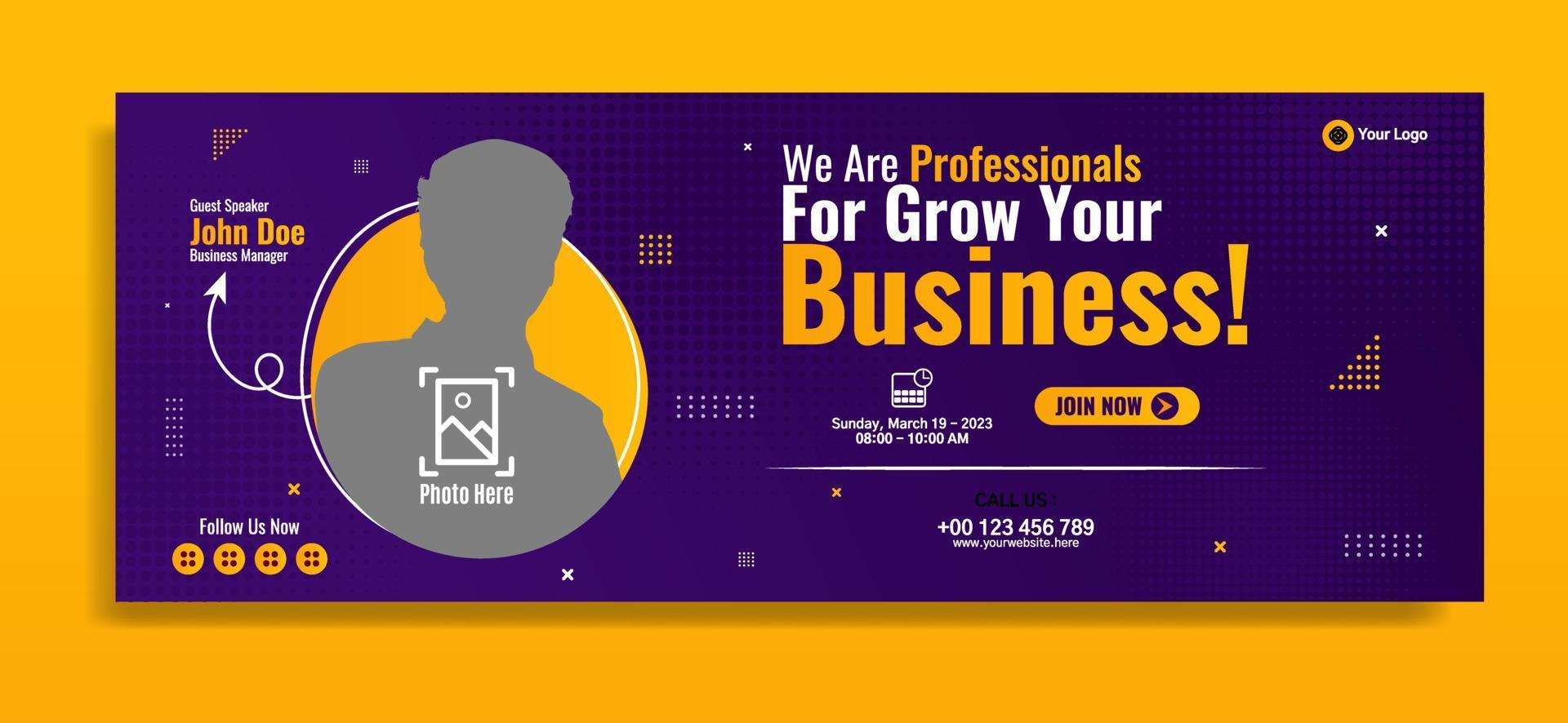 Business conference banner template design for webinar, marketing, online class program, etc vector