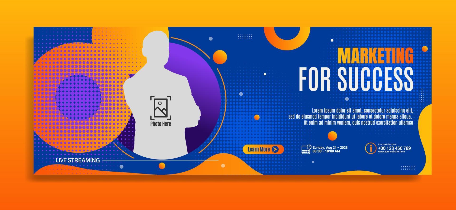 Modern banner template design for business webinar, marketing webinar