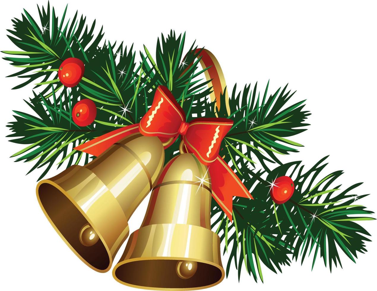 Christmas Bell With Badge And Holly Plant vector