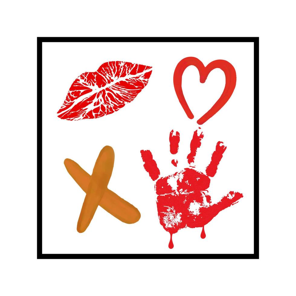 xoxo word icon design vector in double line stacked ink stroke effect with heart shaped letter.