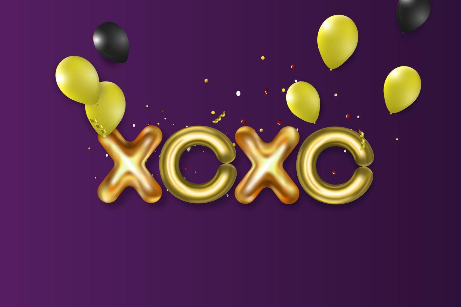 XoXo illustration in colorful balloons with highlights. Symbol of love, congratulations on the holiday. vector