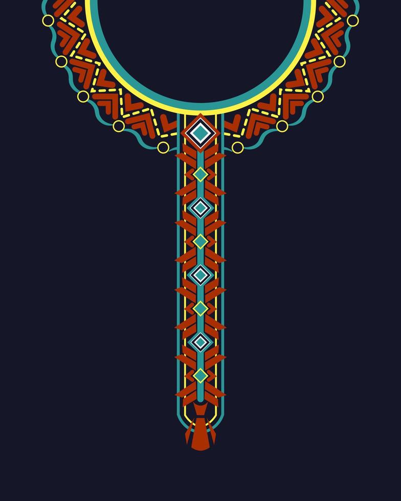 Abstract geometric ethnic pattern neckline kaftan tribal style vector
