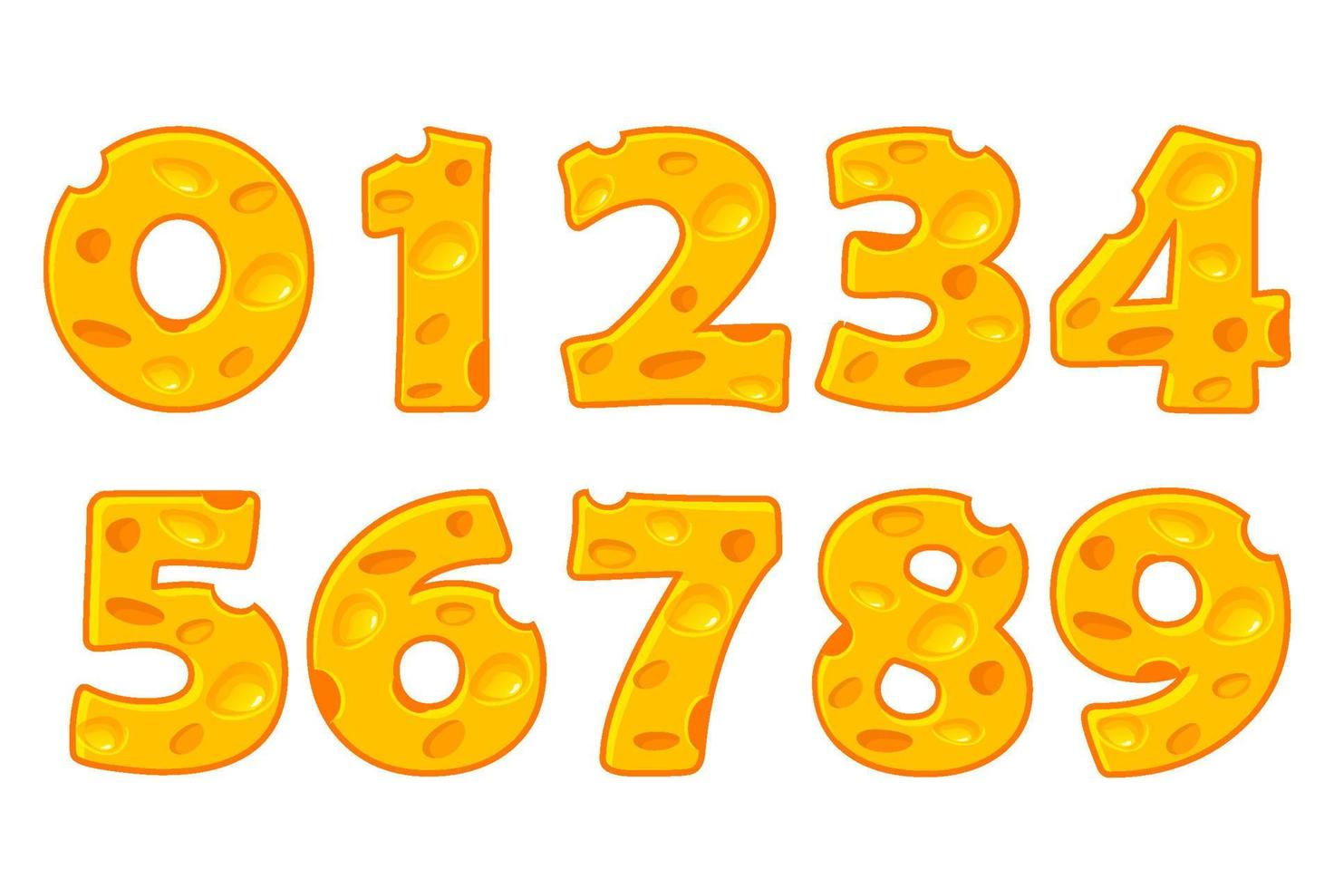 Cheese number alphabet set. Vector illustration. More typeface style in my portfolio.