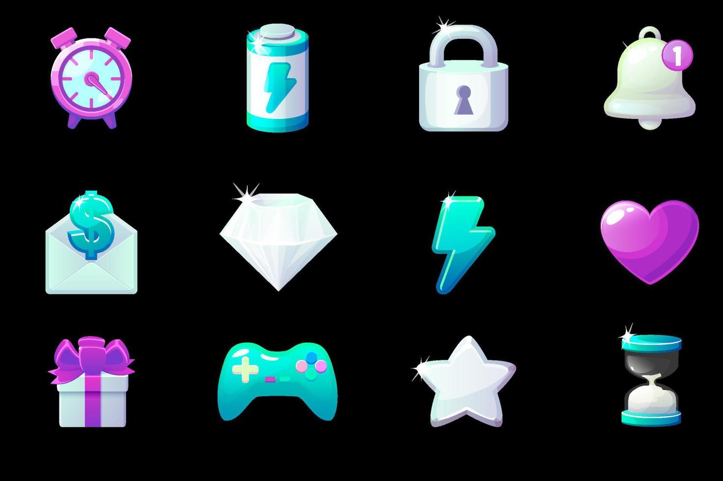 Set of game icons for UI. GUI elements vector