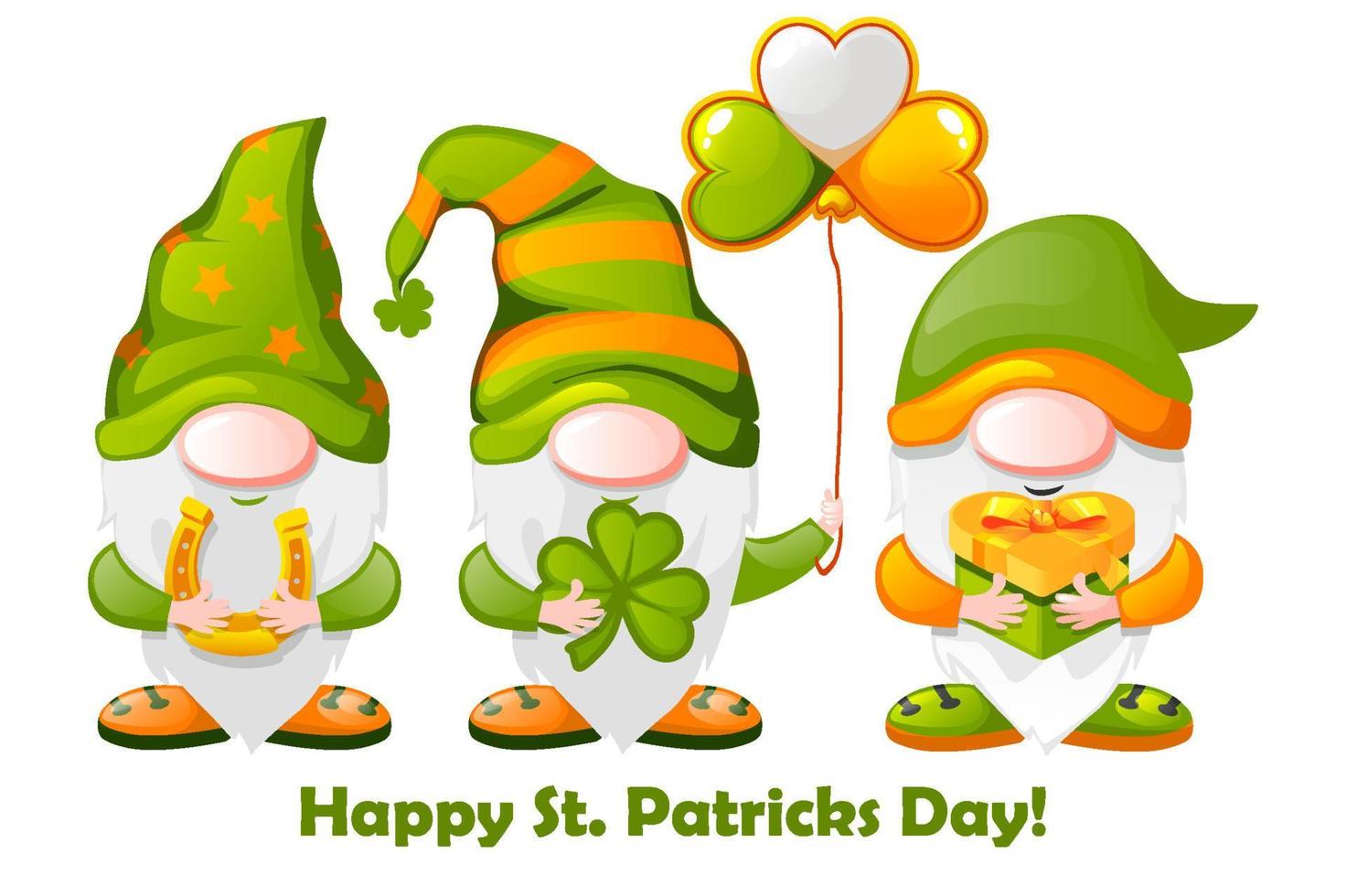 Green Irish gnomes. Vector illustration Happy St Patricks Day
