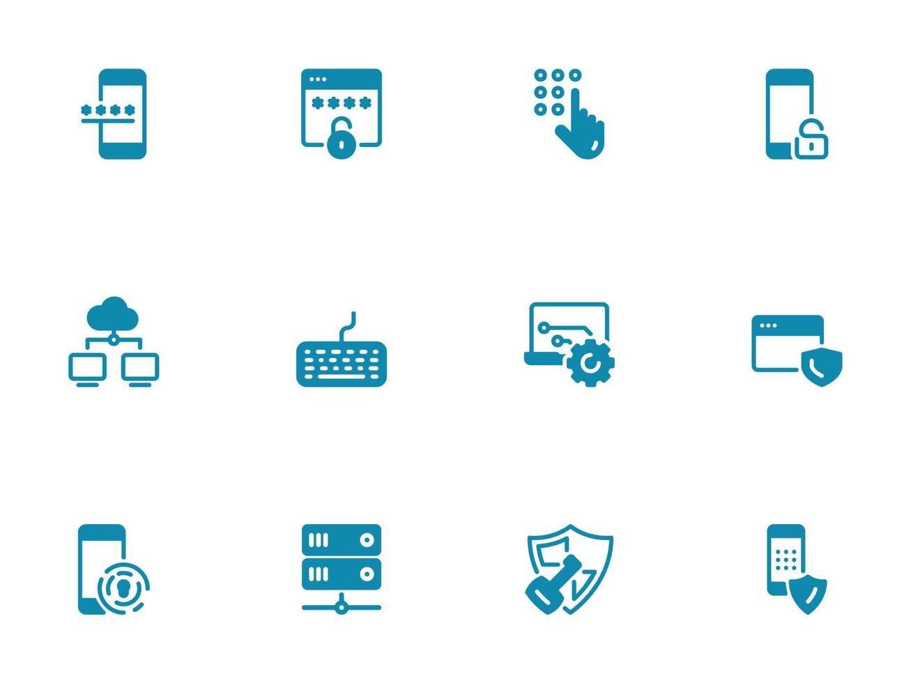 Simple vector icon on a theme password storage, server and data