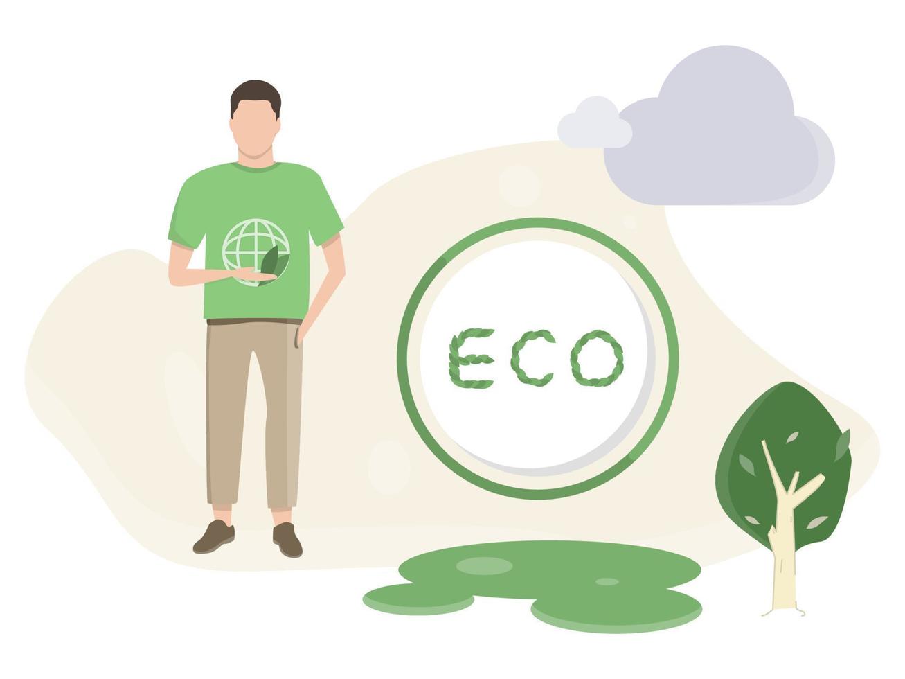 Vector illustration on the theme of environmental awareness, care, conservation of nature