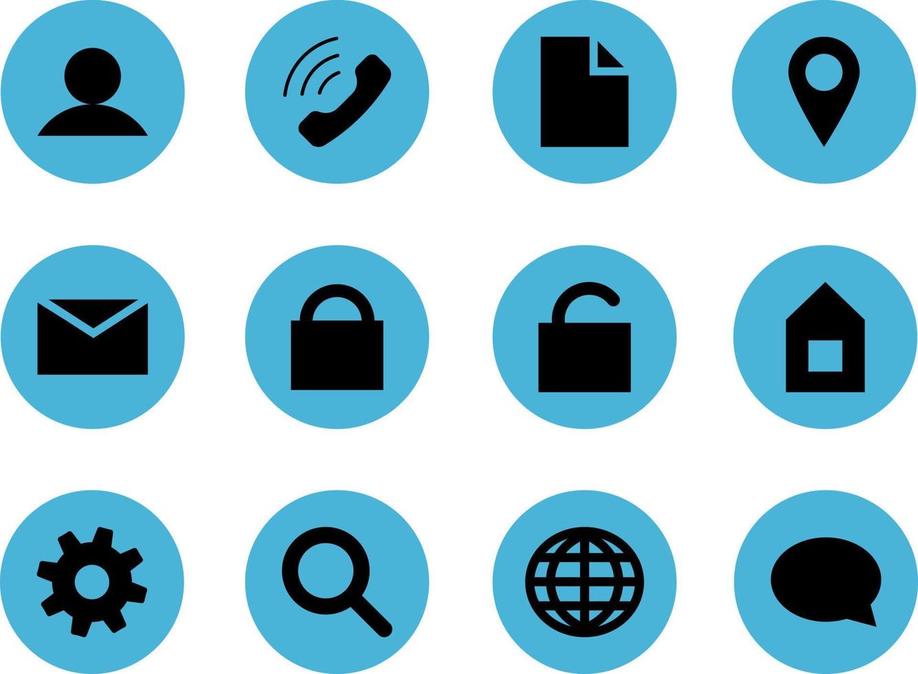 sitio web iconos, vector. negro íconos en azul círculo. vector