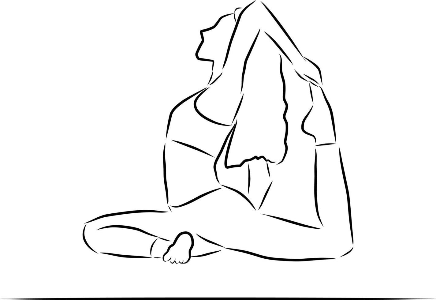 mujer en yoga pose, vector. bosquejo. vector