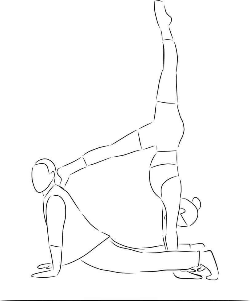 Pair yoga, vector. Sketch. vector