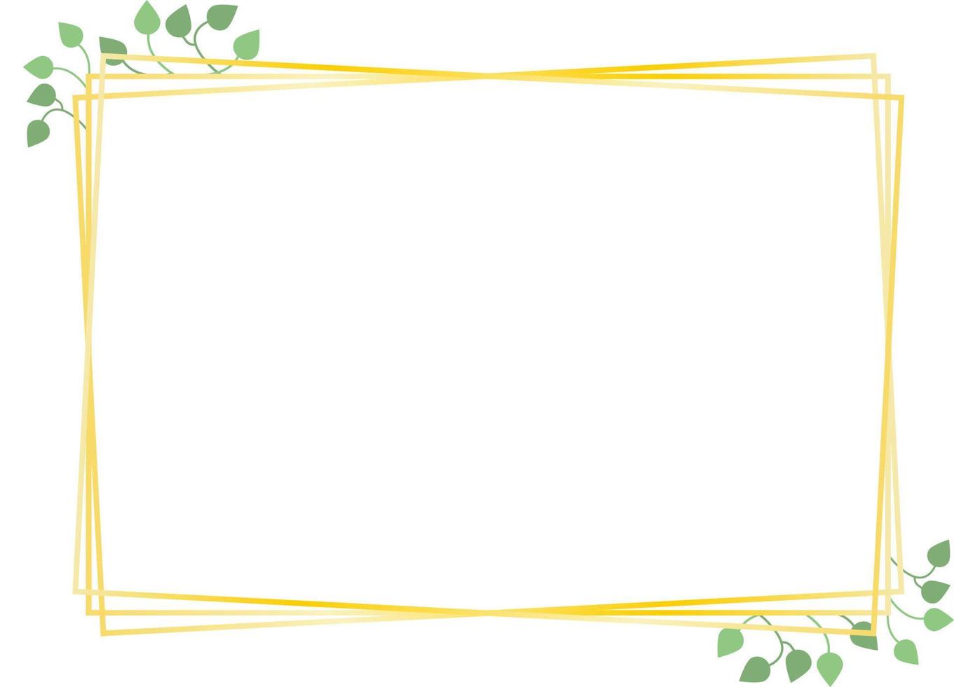 Rectangular frame, golden lines and leaves, vector. vector