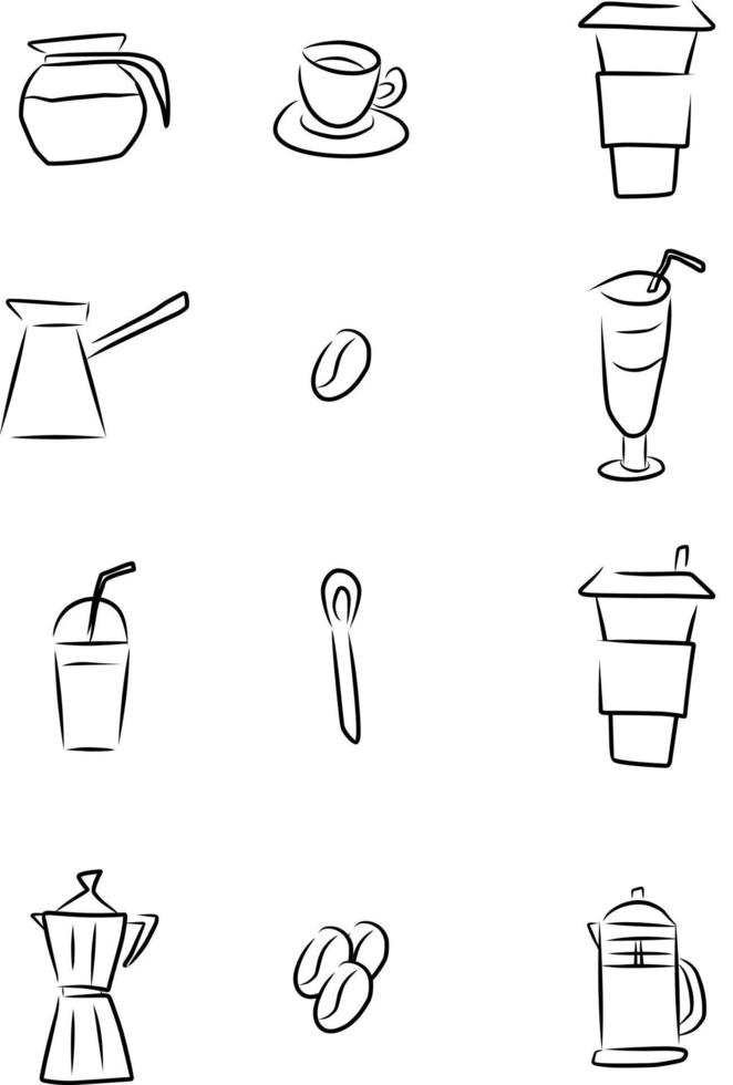 Coffee set, sketch, vector. vector