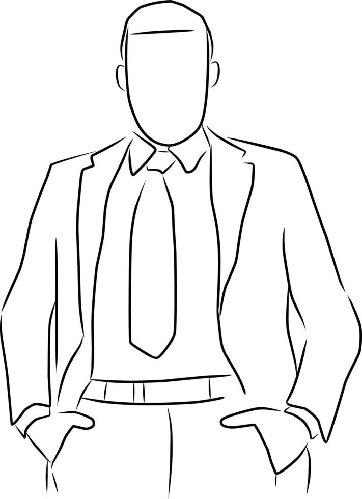 Man in a suit, vector. Hand drawn sketch. vector