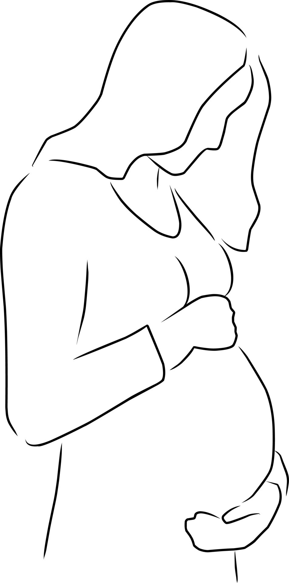 Line art woman pregnant belly, hand drawing silhouette of mother, pregnancy  sketch 13797922 Vector Art at Vecteezy