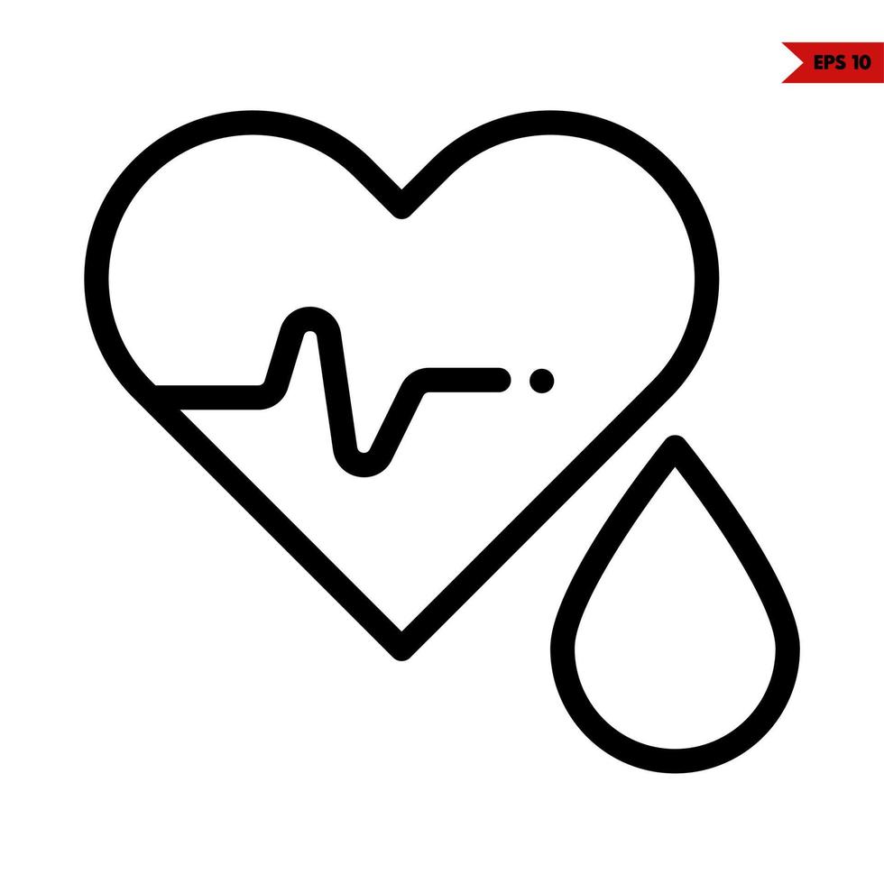 heart beat with blood line icon vector