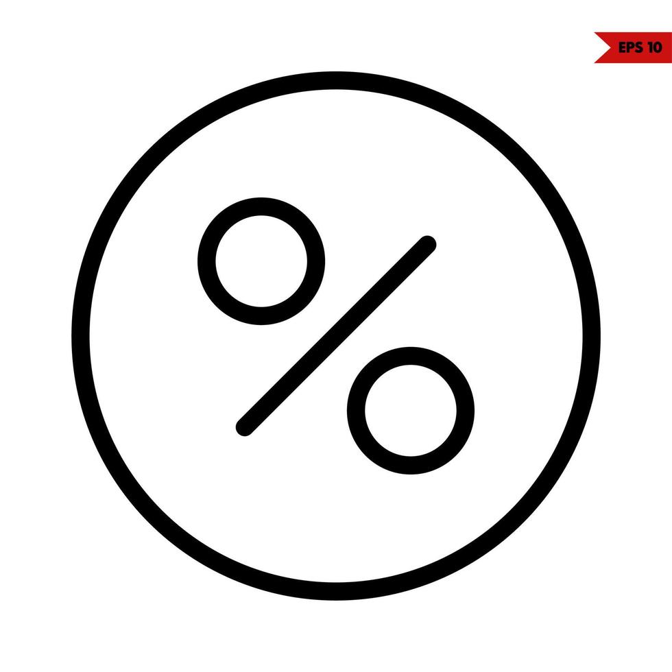 percent in button line icon vector