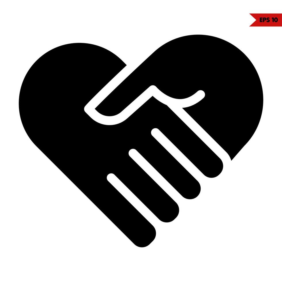 Heart hand glyph icon vector