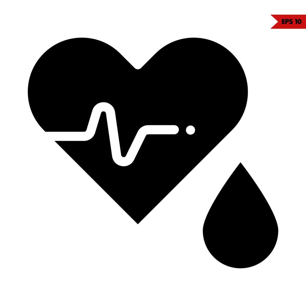 Heart Beat with blood glyph icon vector