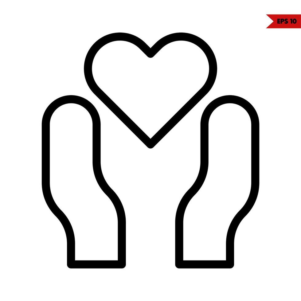 heart in over hand line icon vector