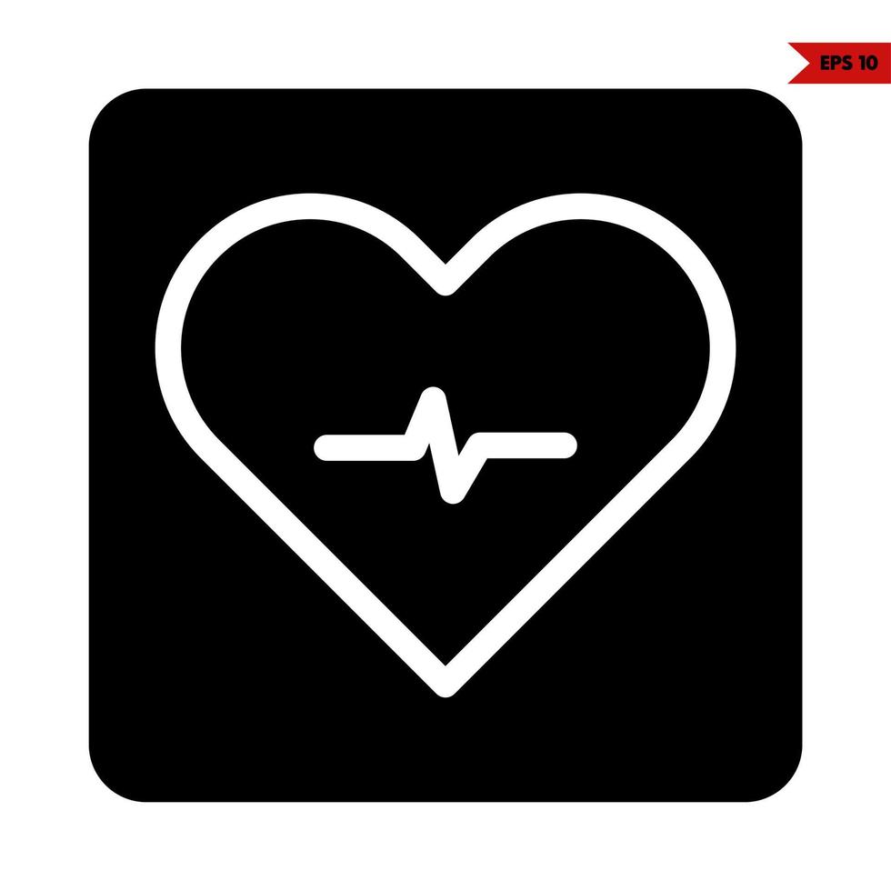 heart beat in frame glyph icon vector