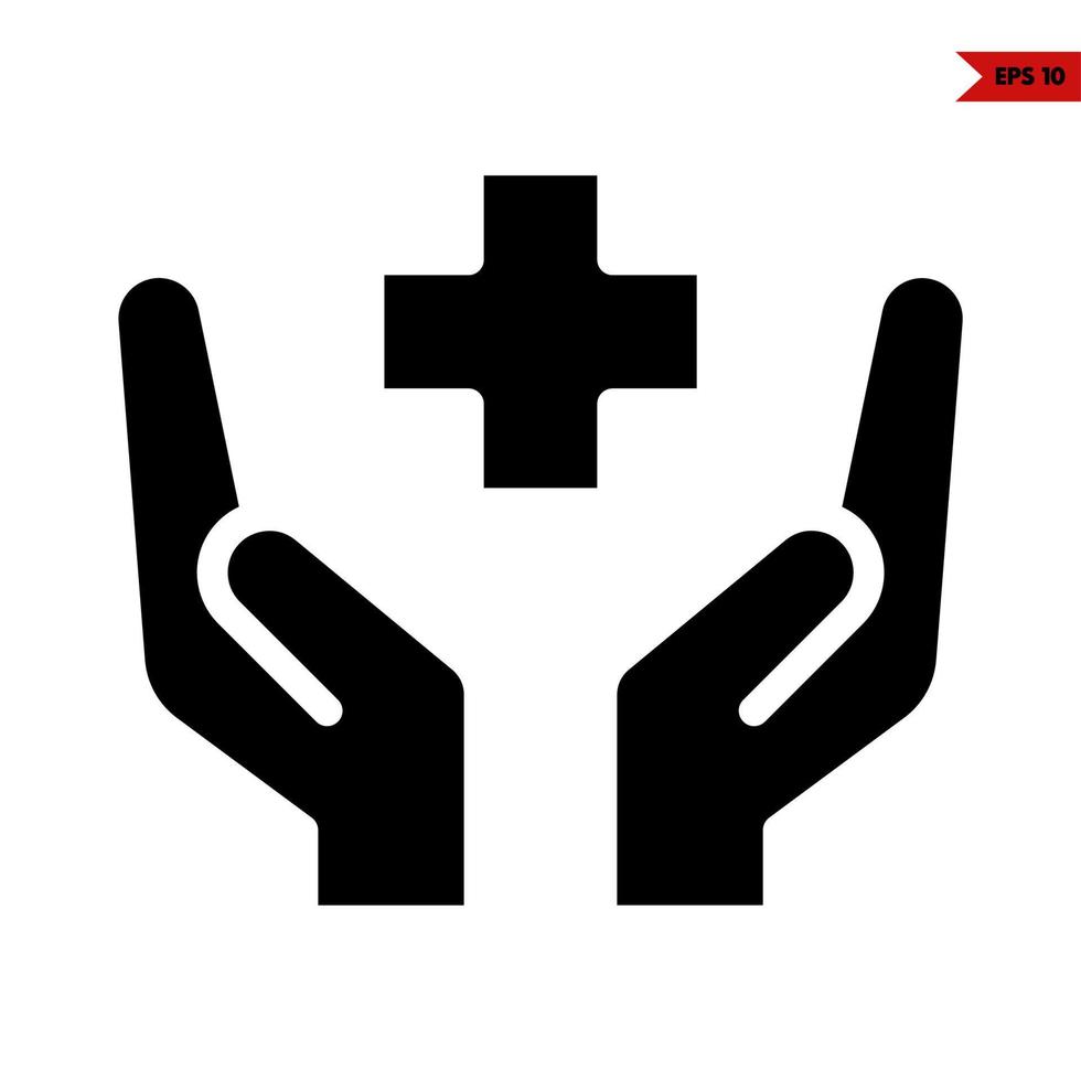 Medicine in over hand glyph icon vector