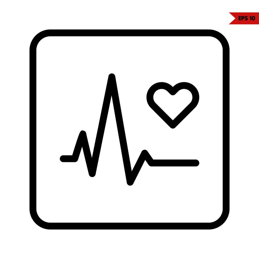 beat with heart in frame line icon vector