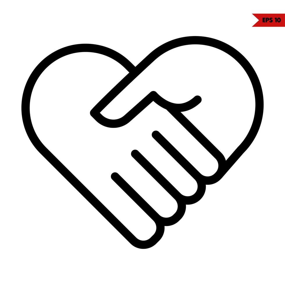 heart hand line icon vector