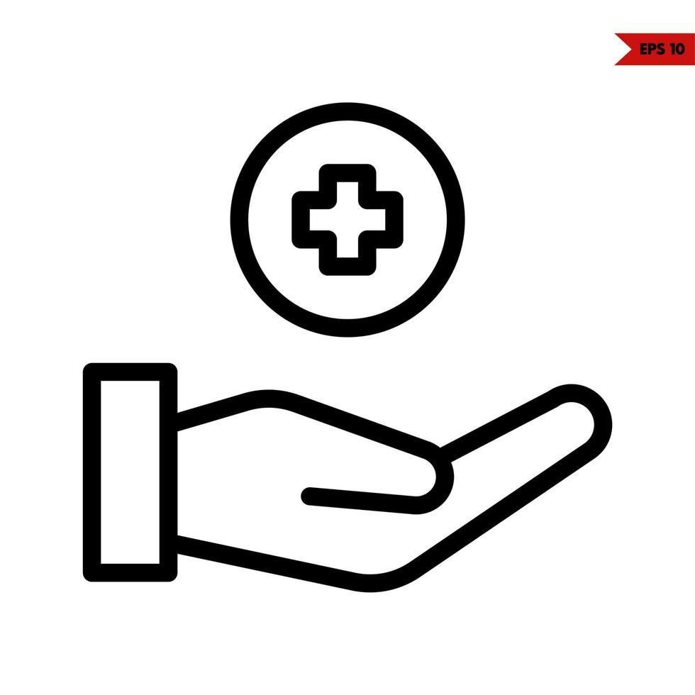 medicine in button with in over hand line icon vector