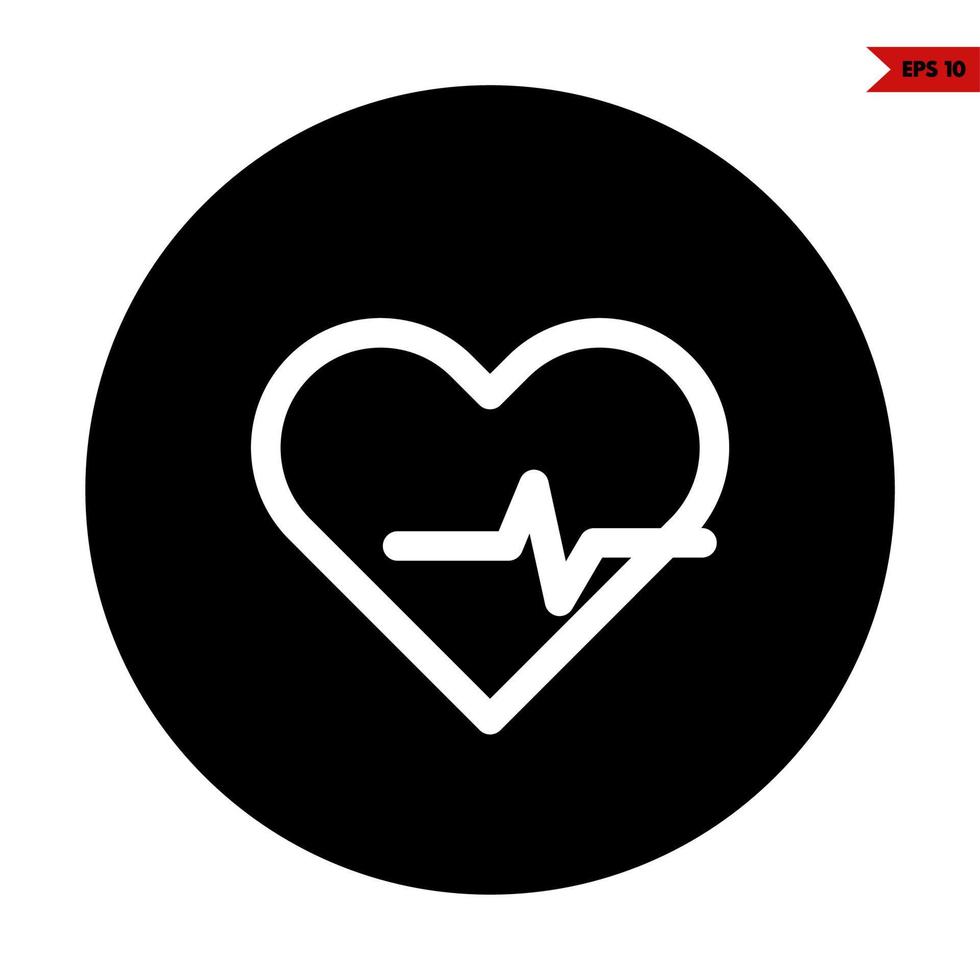 heart beat in button glyph icon vector