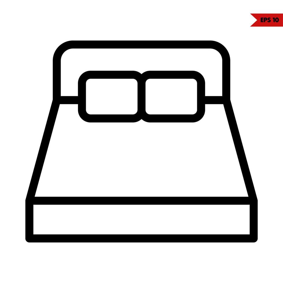 icono de línea de cama vector