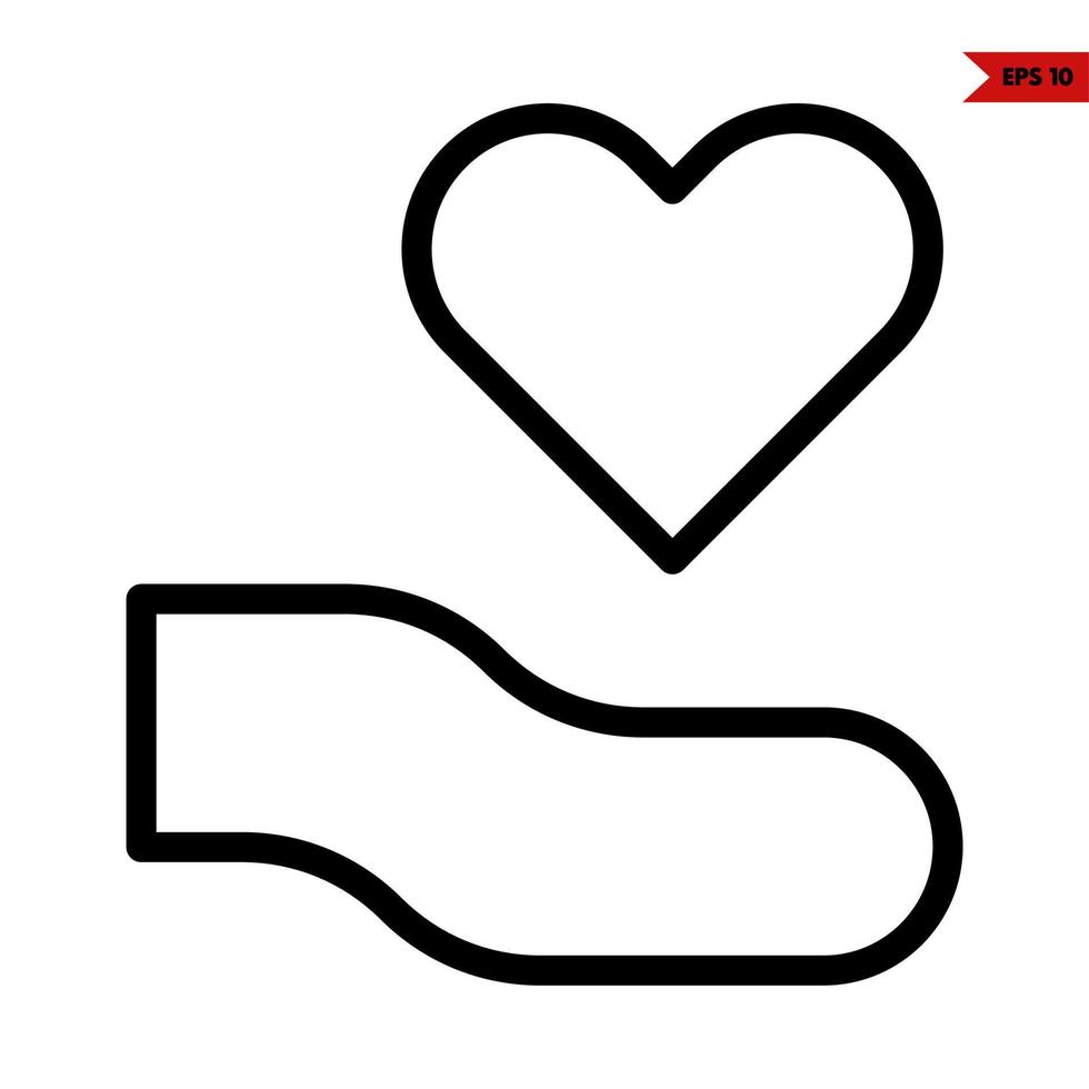 heart in overhand line icon vector