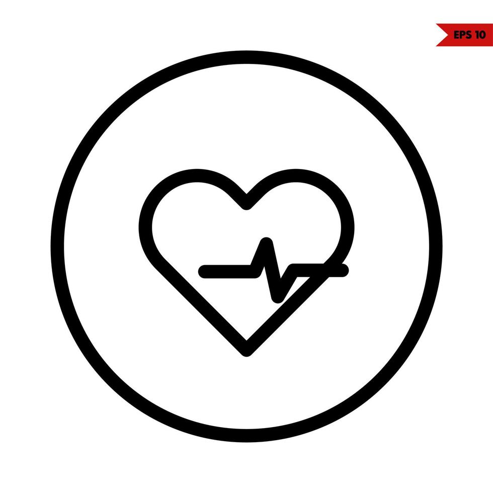heart beat in button line icon vector
