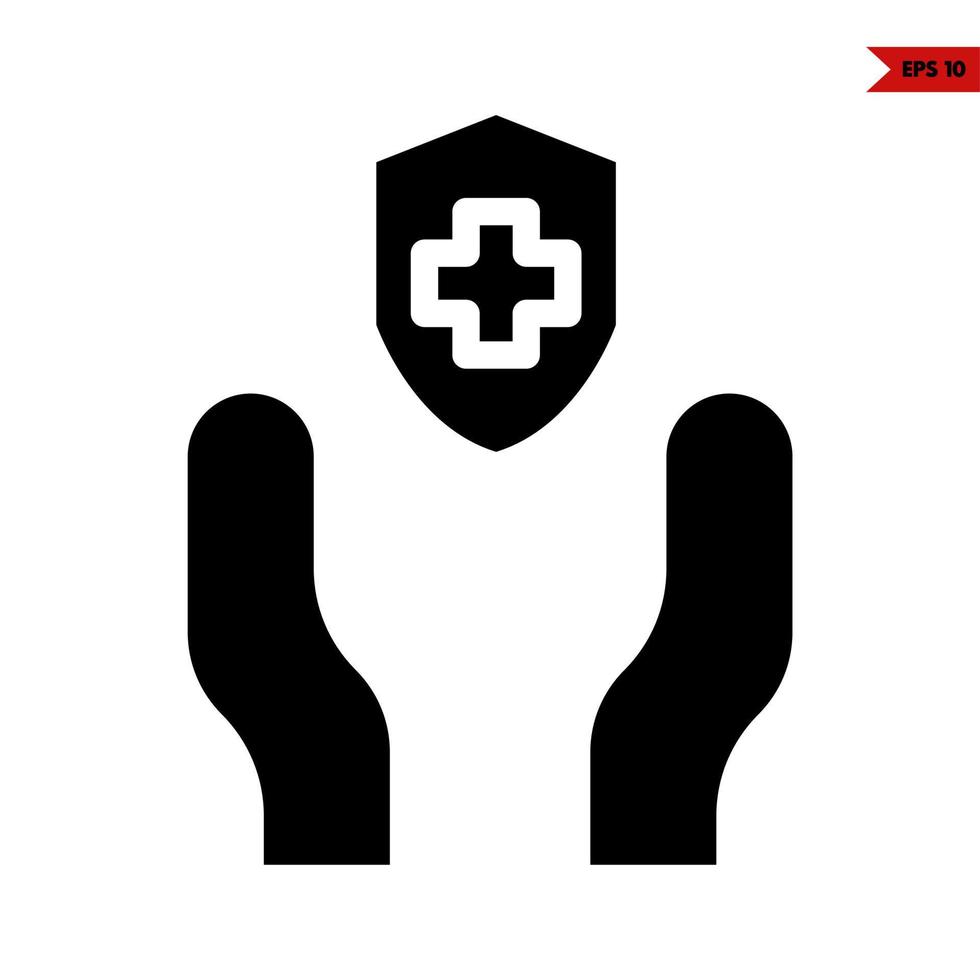 medicina en Insignia con en terminado mano glifo icono vector