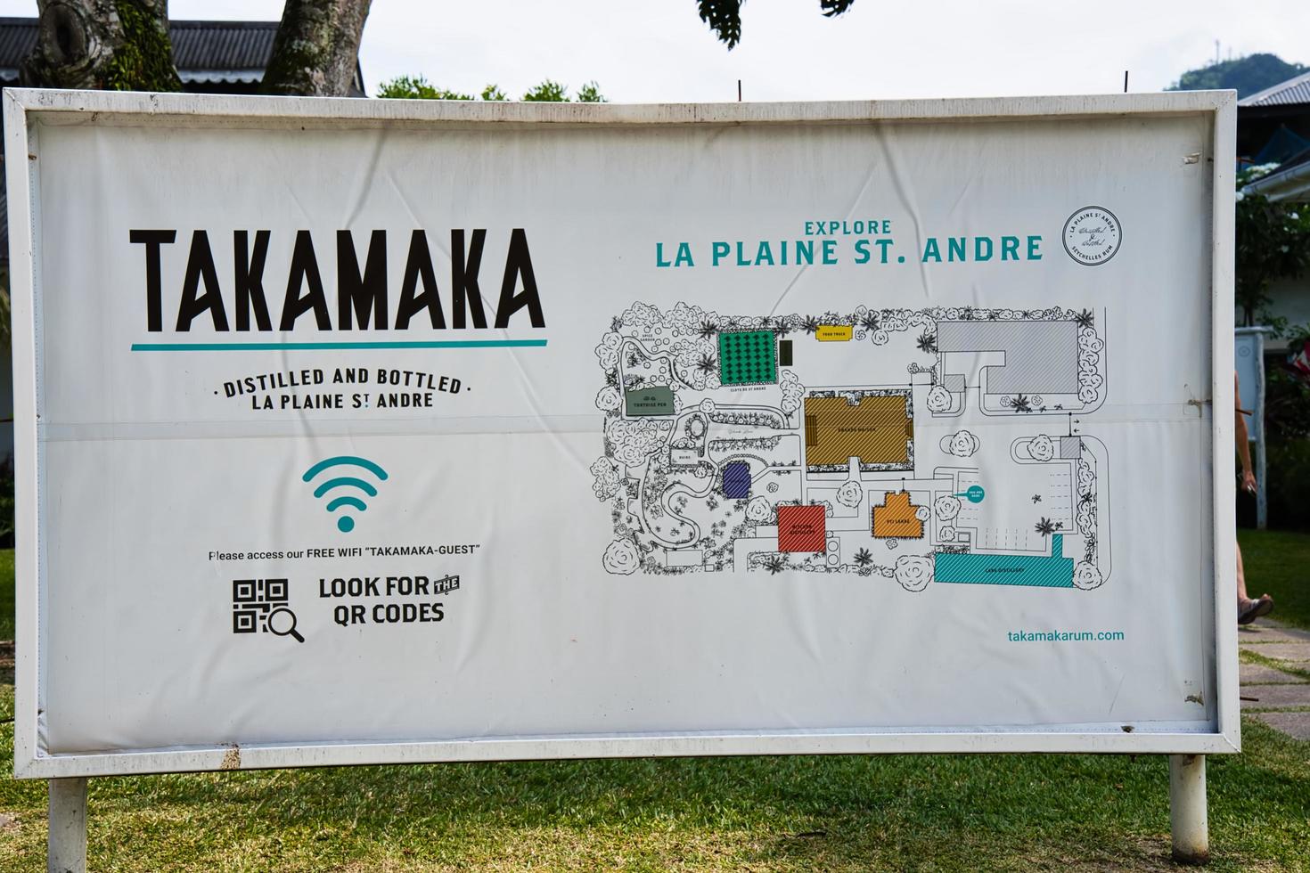 Mahe Seychelles 27.02.2023 Board map sigh at the takamaka rum distillery at the entrance photo