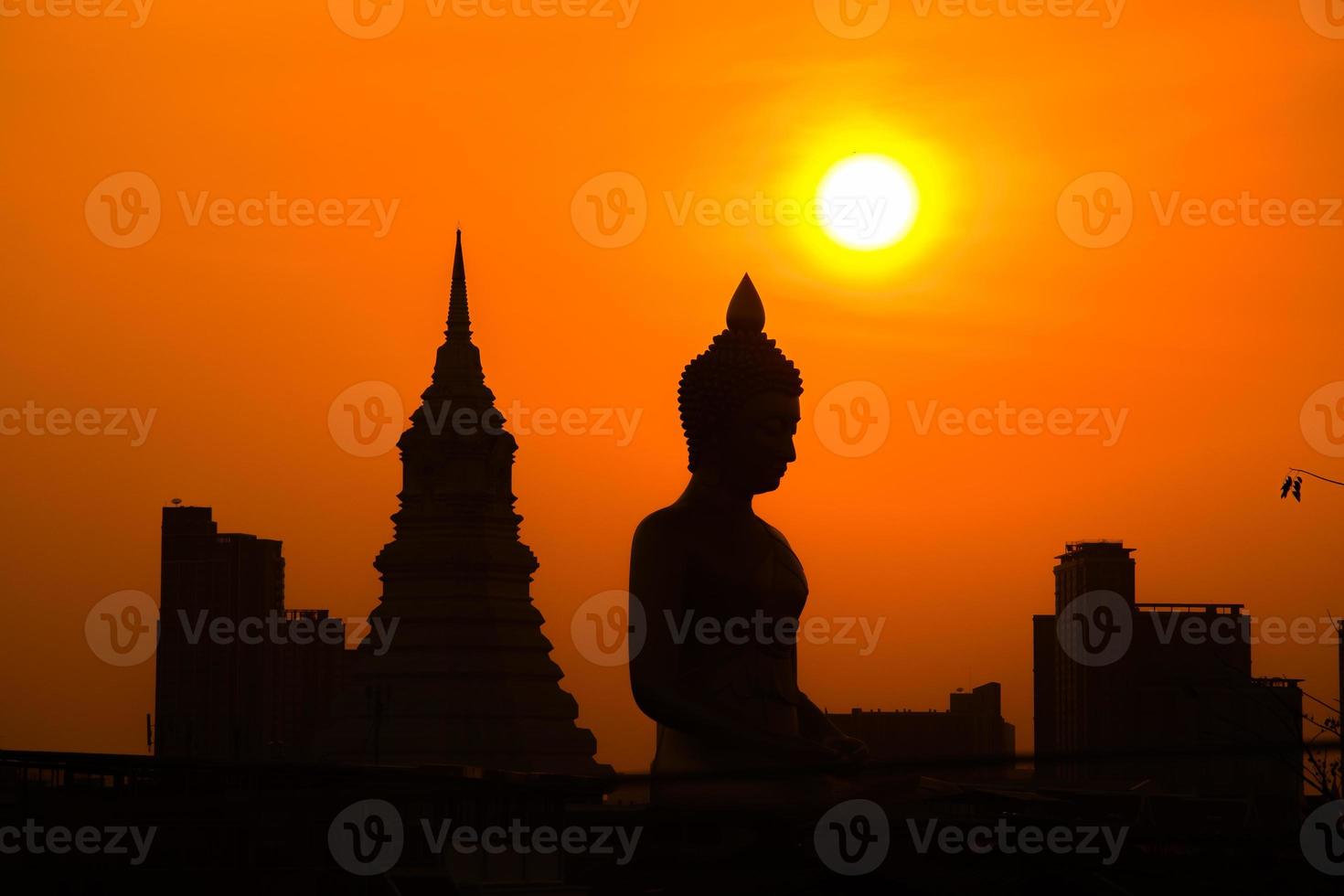 landscape of big buddha in the city large Buddha statue  in Bangkok Wat Pak Nam Phasi Charoe Thailand photo