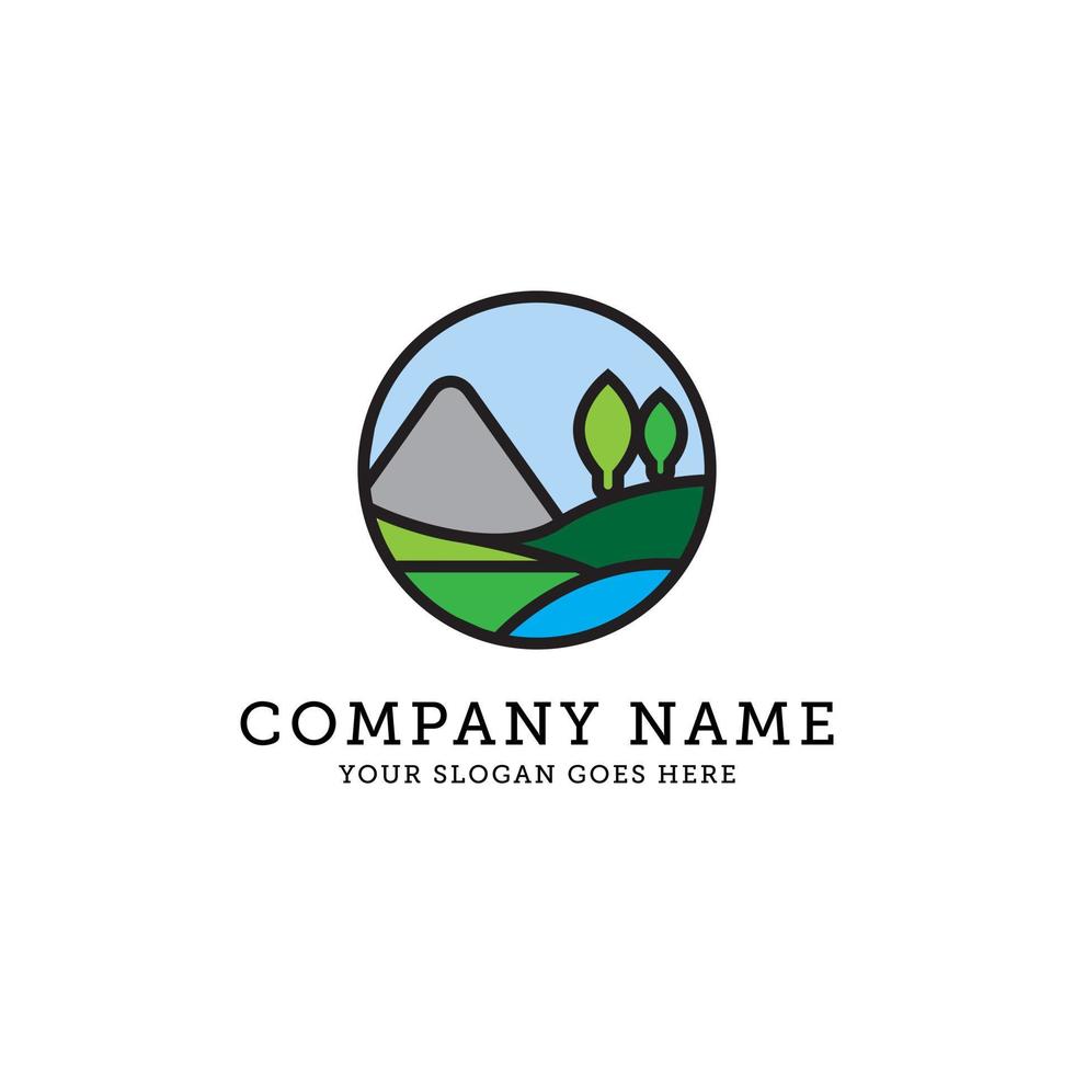 nature landscape and environment logo, Eco Green friendly living creative idea concept. Vector illustration.