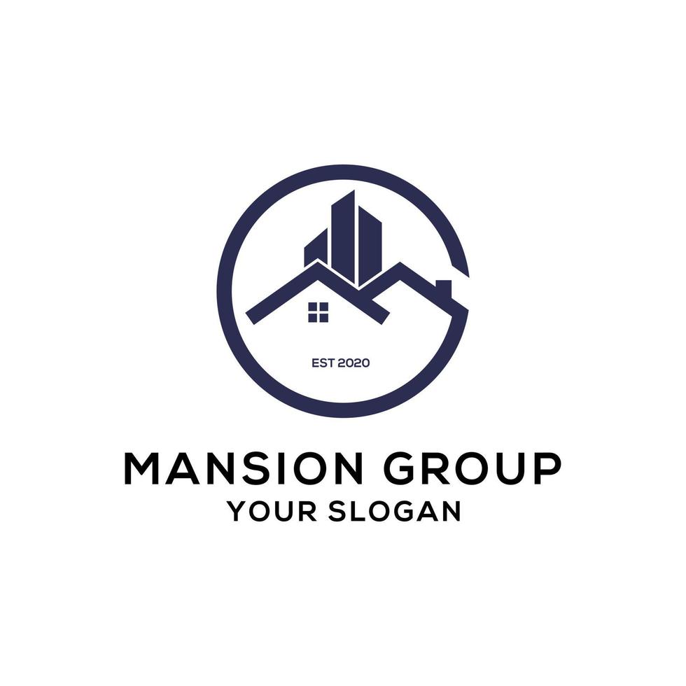 Mansion group logo design, real estate logo vector