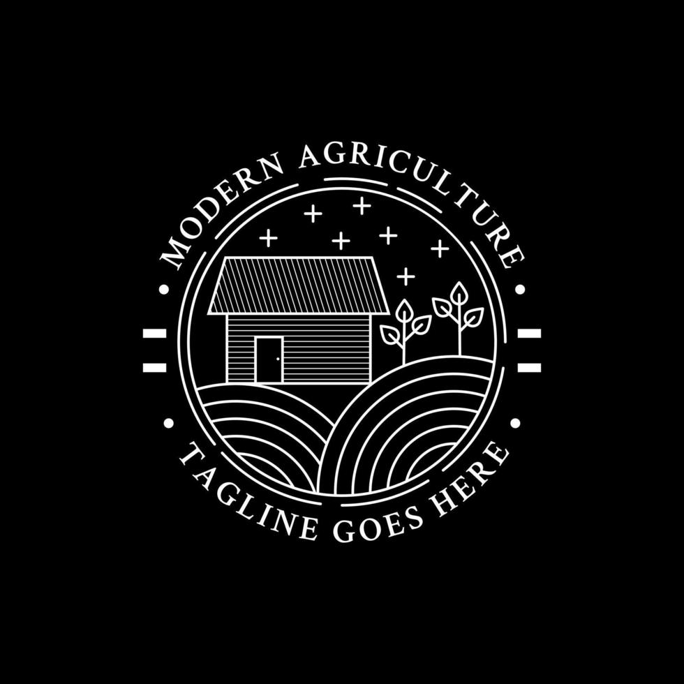 creative farm house agriculture logo design, with simple line art style logo vector