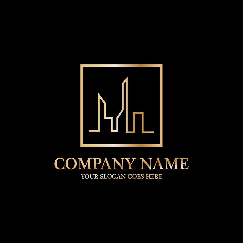 luxury apartment logo idea, line art building logo template vector