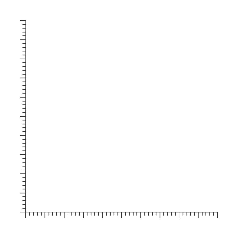 Corner ruler template. Measuring tool of length and width with vertical and horizontal lines vector