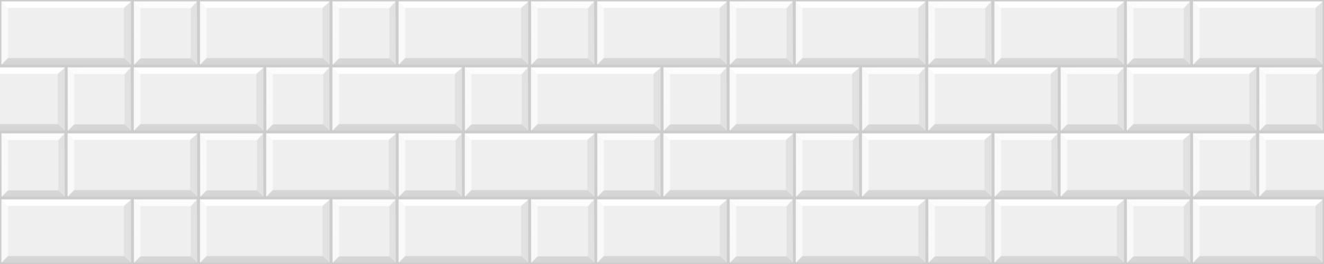 White square tile background. Ceramic or stone brick wall. Kitchen backsplash or bathroom floor decoration. Interior or exterior facade texture. Seamless pattern vector